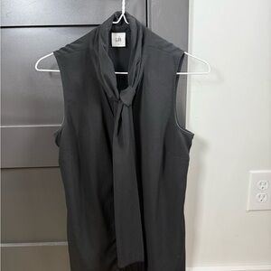 CAbi Blouse Women’s Small Black Fringe Scarf Top Tank Sleeveless Western